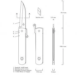 Andersson & Copra Urban Husky Friction Folder Knife Brass (2.9" Stonewash) 7 Andersson & Copra Urban Husky Friction Folder Knife Brass (2.9