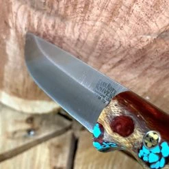 BARK RIVER KNIVES Bark River Gunny CPM 3V Knife - Red Cholla Cactus With Turquoise - Gray Liners - Rampless