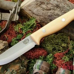 Bark River Knives Gunny Scandi CPM 3V Antique Bone Linen Micarta