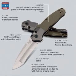 Benchmade 496 Vector Knife OD Green G-10 (3.6" Satin) 7 Benchmade 496 Vector Knife OD Green G-10 (3.6