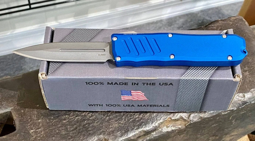 Guardian Tactical RECON-035 94531 Blue Auto Knife 3.3" Dagger Stonewash 4 Guardian Tactical RECON-035 94531 Blue Auto Knife 3.3" Dagger Stonewash