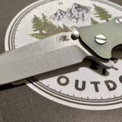 RICK HINDERER All Knife Brands Hinderer Eklipse Harpoon Spanto Knife Working Finish Blue/Translucent Green G10 3.5