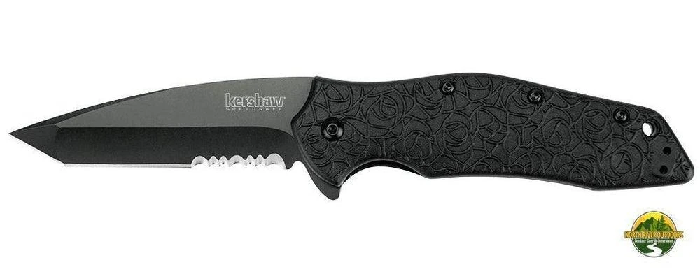 Kershaw Knives Kershaw 1835TBLKST Kuro Assisted 3-1/8" Combo Blade 3 Kershaw Knives Kershaw 1835TBLKST Kuro Assisted 3-1/8" Combo Blade