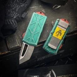 Microtech Exocet Bounty Hunter OTF AUTO Knife 1.98" Apocalyptic Tanto Blade, Green Apoc 11 Microtech Exocet Bounty Hunter OTF AUTO Knife 1.98