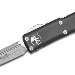 All Knife Brands Microtech UTX-85 233-10 Auto OTF 3" Stonewashed Tanto Plain Blade, Black Handles