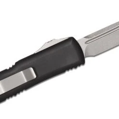 All Knife Brands Microtech UTX-85 233-10 Auto OTF 3" Stonewashed Tanto Plain Blade, Black Handles