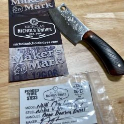 NICHOLAS NICHOLS Limited Edition Knives Nic Nichols Mini Cleaver Makers Mark Bourbon Handles Limited Edition 12 NICHOLAS NICHOLS Limited Edition Knives Nic Nichols Mini Cleaver Makers Mark Bourbon Handles Limited Edition