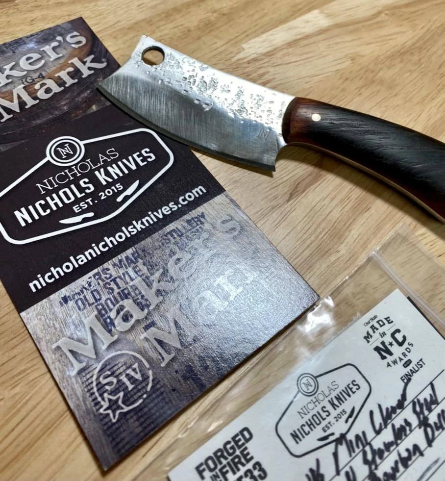 NICHOLAS NICHOLS Limited Edition Knives Nic Nichols Mini Cleaver Makers Mark Bourbon Handles Limited Edition 7 NICHOLAS NICHOLS Limited Edition Knives Nic Nichols Mini Cleaver Makers Mark Bourbon Handles Limited Edition