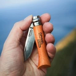 Opinel No.8 Carbon Knife With Sheath, Wooden Slide Gift Box (France)