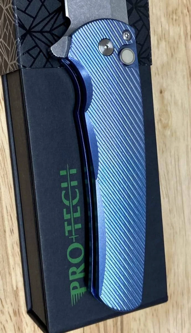 PROTECH KNIVES Pro-Tech Malibu 5241 Blue Titanium Custom Reverse Tanto Flipper 4 PROTECH KNIVES Pro-Tech Malibu 5241 Blue Titanium Custom Reverse Tanto Flipper