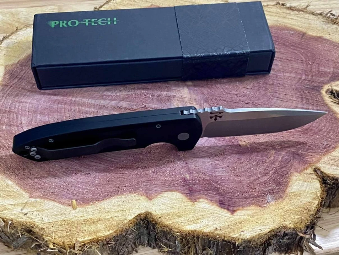 PROTECH KNIVES Pro-Tech Rockeye Auto Black Handle, Stonewash S35VN Blade LG301 9 PROTECH KNIVES Pro-Tech Rockeye Auto Black Handle, Stonewash S35VN Blade LG301