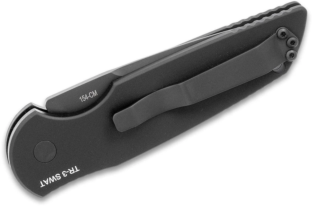 PROTECH KNIVES Pro-Tech TR-3 Swat Tactical Response III Auto Folding Knife 3.375" 154CM Black DLC All Knife Brands 5 PROTECH KNIVES Pro-Tech TR-3 Swat Tactical Response III Auto Folding Knife 3.375" 154CM Black DLC All Knife Brands