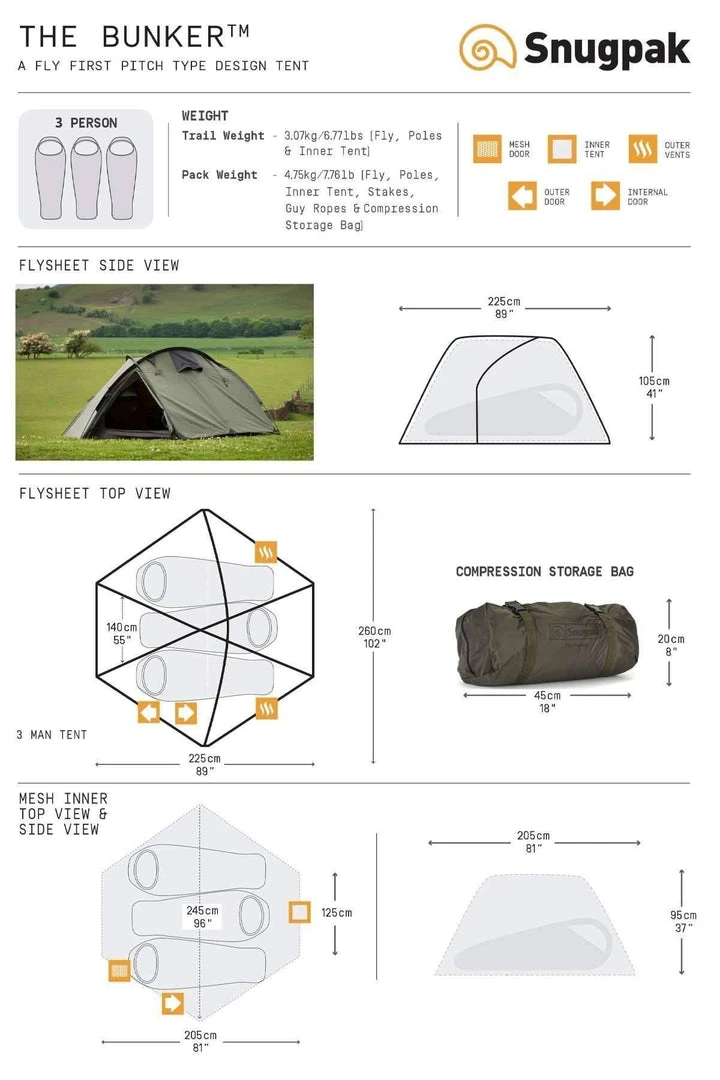 Snugpak Bunker 3 Person Tent / Tactical Shelter (Olive) Tents & Shelters 8 Snugpak Bunker 3 Person Tent / Tactical Shelter (Olive) Tents & Shelters