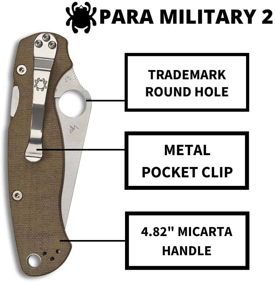 Spyderco Paramilitary 2 C81MPCW2 Folding Knife 3.47" CruWear Canvas Micarta Spyderco Knives 12 Spyderco Paramilitary 2 C81MPCW2 Folding Knife 3.47" CruWear Canvas Micarta Spyderco Knives
