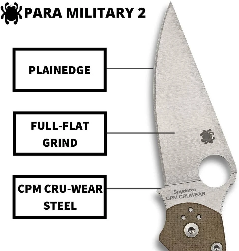 Spyderco Paramilitary 2 C81MPCW2 Folding Knife 3.47" CruWear Canvas Micarta Spyderco Knives 13 Spyderco Paramilitary 2 C81MPCW2 Folding Knife 3.47" CruWear Canvas Micarta Spyderco Knives