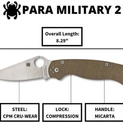 Spyderco Paramilitary 2 C81MPCW2 Folding Knife 3.47" CruWear Canvas Micarta Spyderco Knives 22 Spyderco Paramilitary 2 C81MPCW2 Folding Knife 3.47